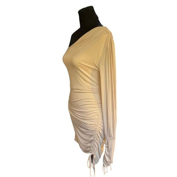 NWT Michael Costello x Revolve Beige Jada One Shoulder Mini Dress Size S - Picture 3 of 10